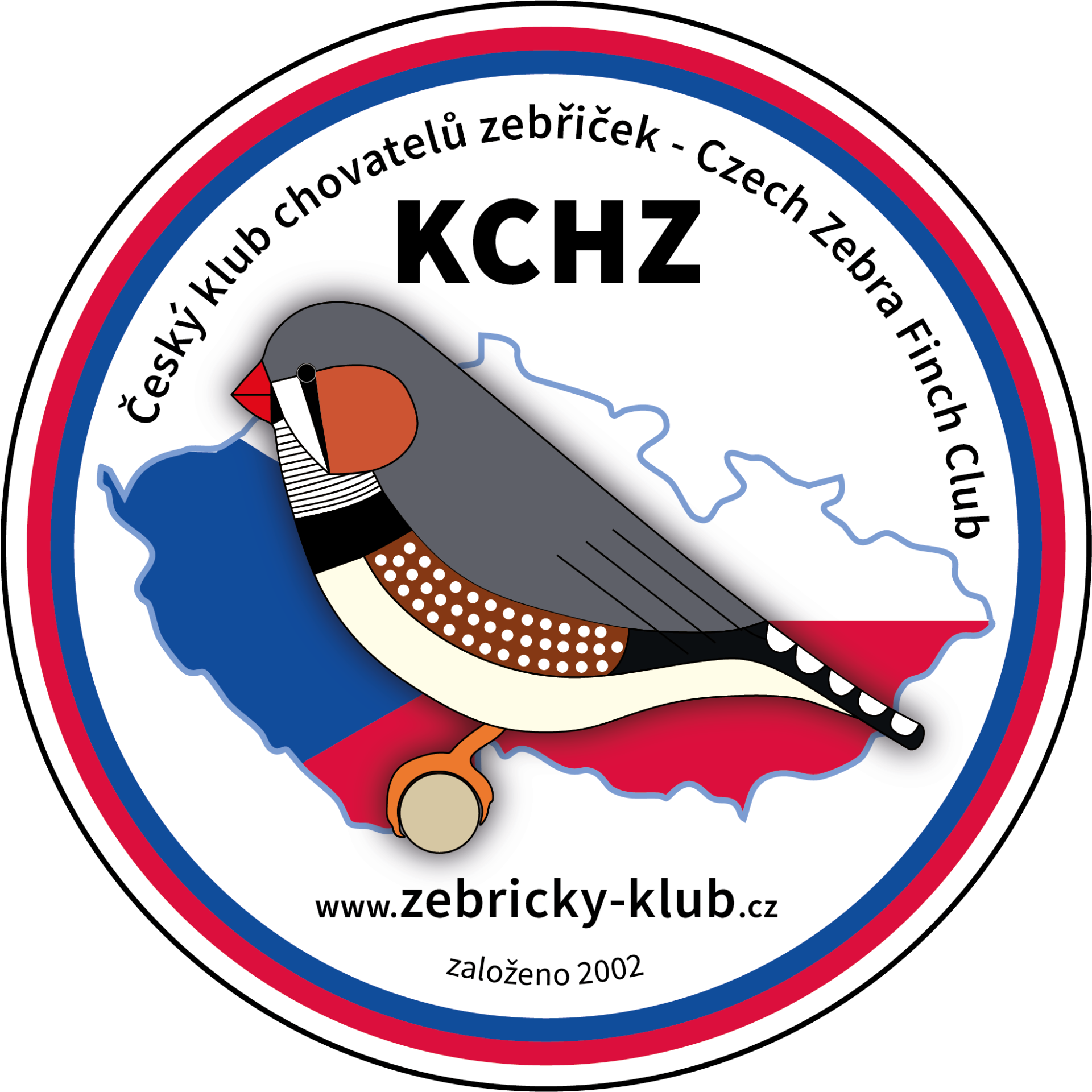 Ilustrace mapy Česka s hokejkou a pukem, pod ní text „Klub Chovatelu Zebríček“.